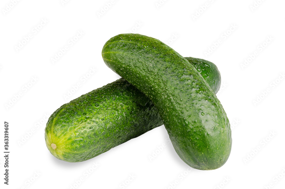 Two fresh cucumbers isolated on white background Two fresh cucumbers isolated on white background
