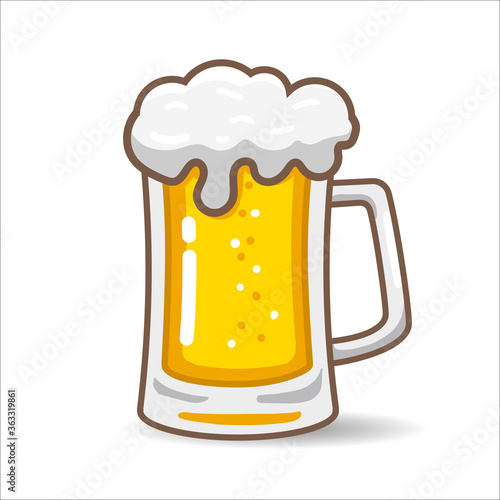 International Beer Day. Big Mug of beer. A pint of beer. Vector illustration.