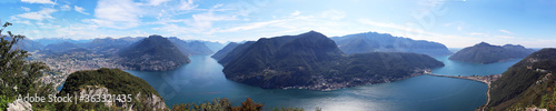 Panorama view of Lugano Lake. Ticino canton  Switzerland