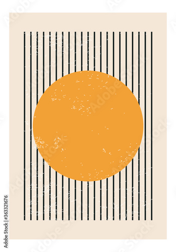 Minimal 20s geometric design poster, vector template with primitive shapes elements