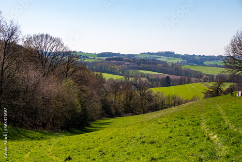 View over the green hills in the south of Essen, Ruhr area, Germany 