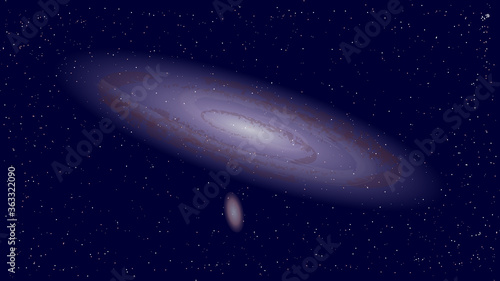 The vector illustration of an Andromeda galaxy - the nearest major galaxy to the Milky Way © alionaprof