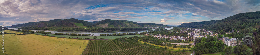 Aerial view of Andernach Namedy and the Rhine