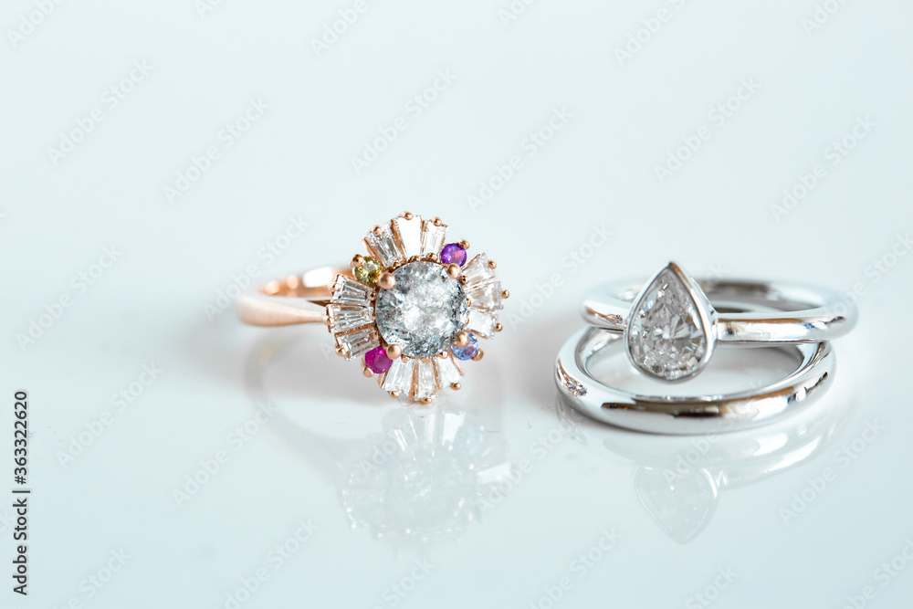 Gemstone Rings on White Isolated Background Gemstone Rings on White Isolated Background