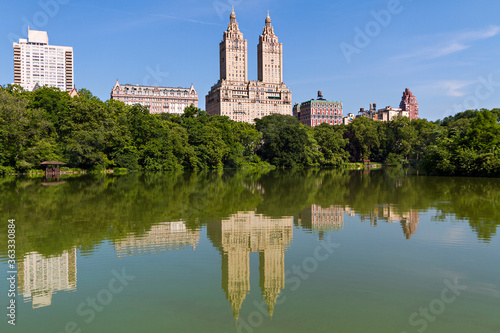 Reflections in water in the Central Park, New York City, USA.