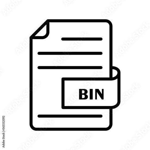 vector illustration icon of BIN File Format Outline