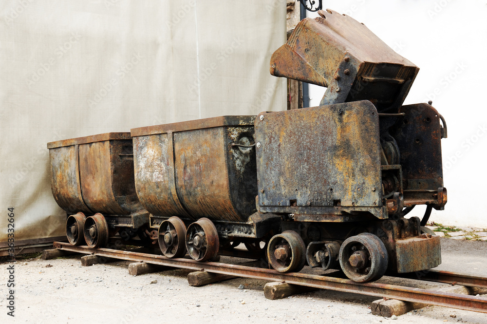 Historic mining rusty wagons