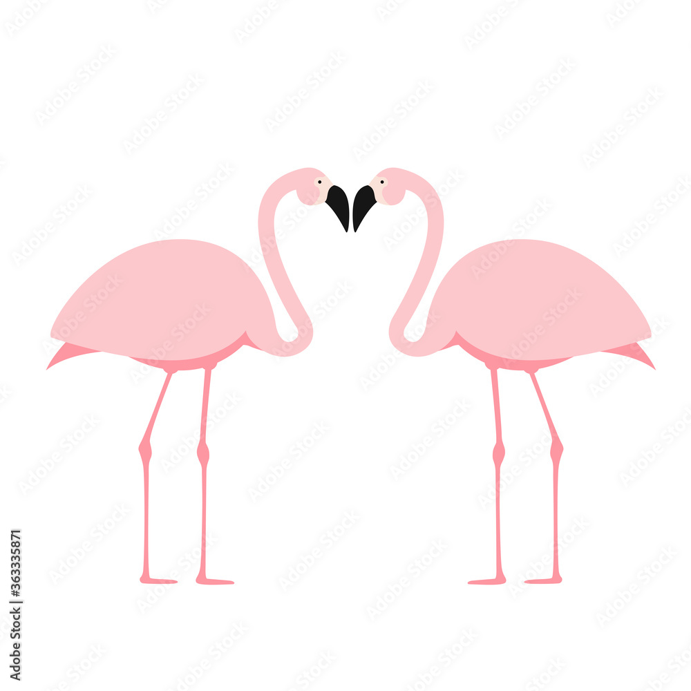 Obraz premium Cartoon Pink Flamingo on white background. Vector Illustration