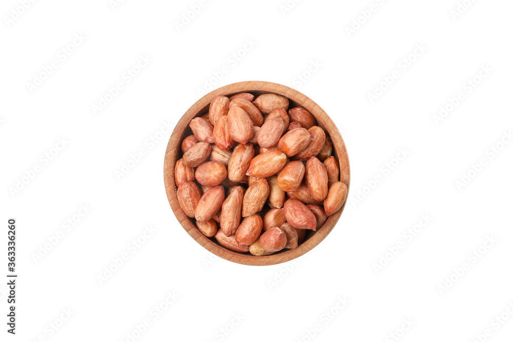 Bowl with peanut isolated on white background. Vitamin food Bowl with peanut isolated on white background. Vitamin food