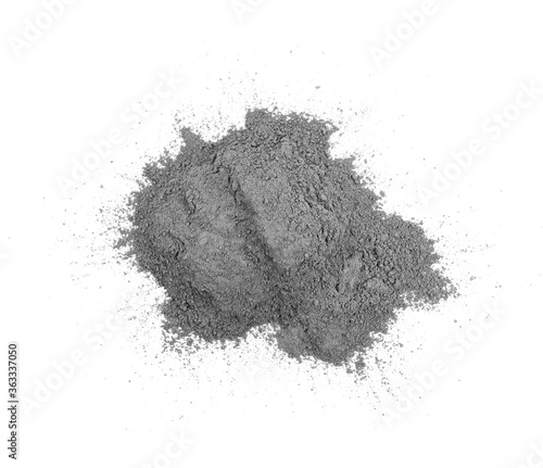 Cement pile, Cement or mortar cray isolated on white background. Building Materials. Grady cement powder isolated on white.  photo