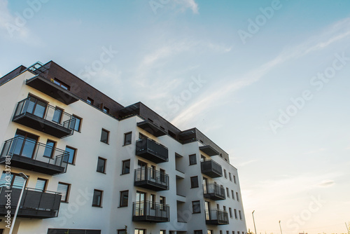 Fotografija Exterior of modern residential apartment building with balconies on housing estate