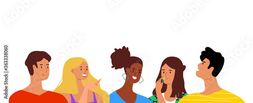 Diverse social people group happy together