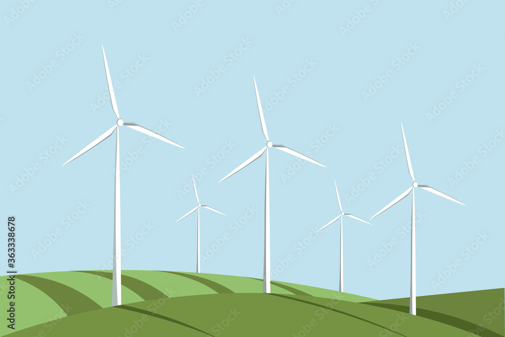 Windmill illustration. Alternative wind energy