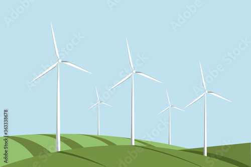 Windmill illustration. Alternative wind energy photo