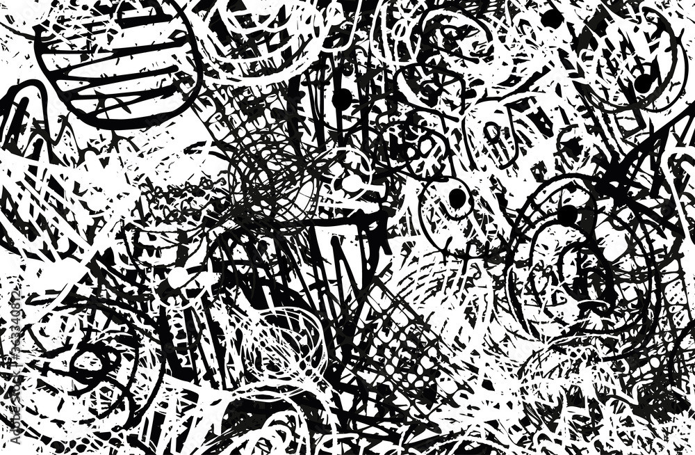 Obraz premium Black and white abstract background. The monochrome pattern is seamless. Chaotic grunge texture