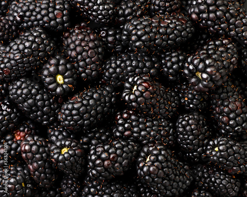 Blackberry close-up, background. The view from top