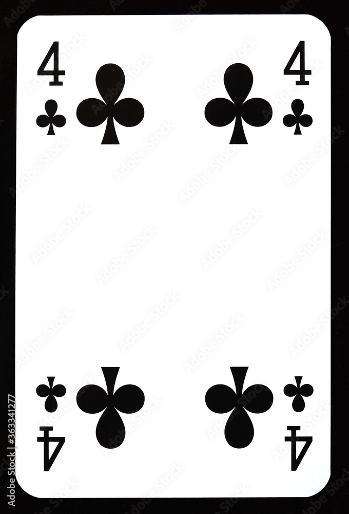 Four of clubs playing card isolated on black. Four of clubs playing card isolated on black.