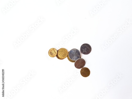 Belarusian coins on a white background. Salary.