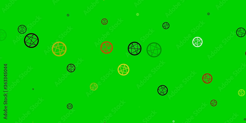 Light Green, Yellow vector template with esoteric signs.