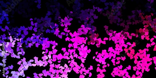 Dark purple, pink vector pattern with abstract shapes.