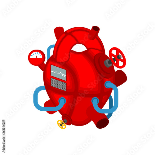 Metal heart. Robot Human anatomy. Artificial organ. Cybernetics future. Robotic  Internal organs. Iron Cyborg Esophagus Organs systems body