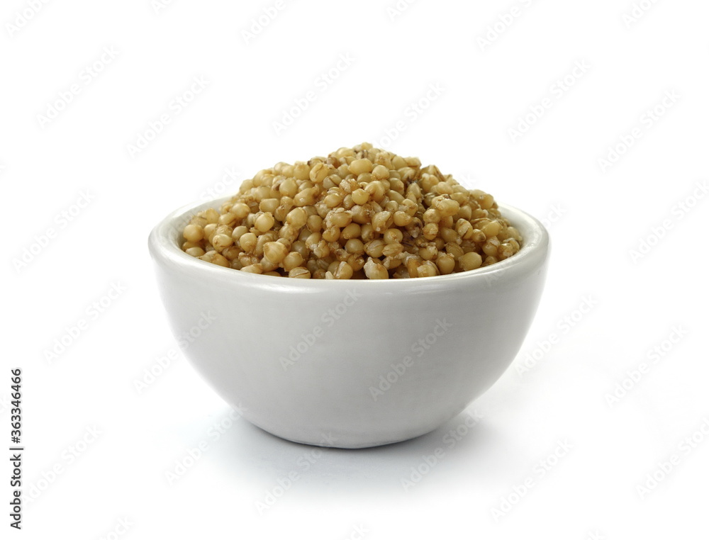Cooked bulgur wheat isolated on white. Cooked bulgur wheat isolated on white.