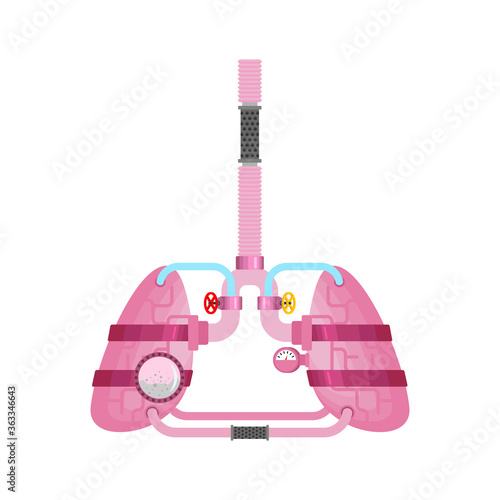 Metal Lungs. Artificial organ. Cybernetics future. Robot Human anatomy. Robotic  Internal organs. Iron Cyborg Esophagus Organs systems body