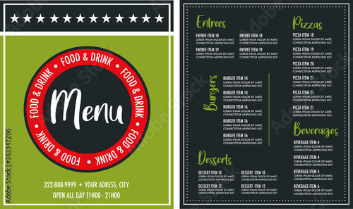 Restaurant menu modern design layout template