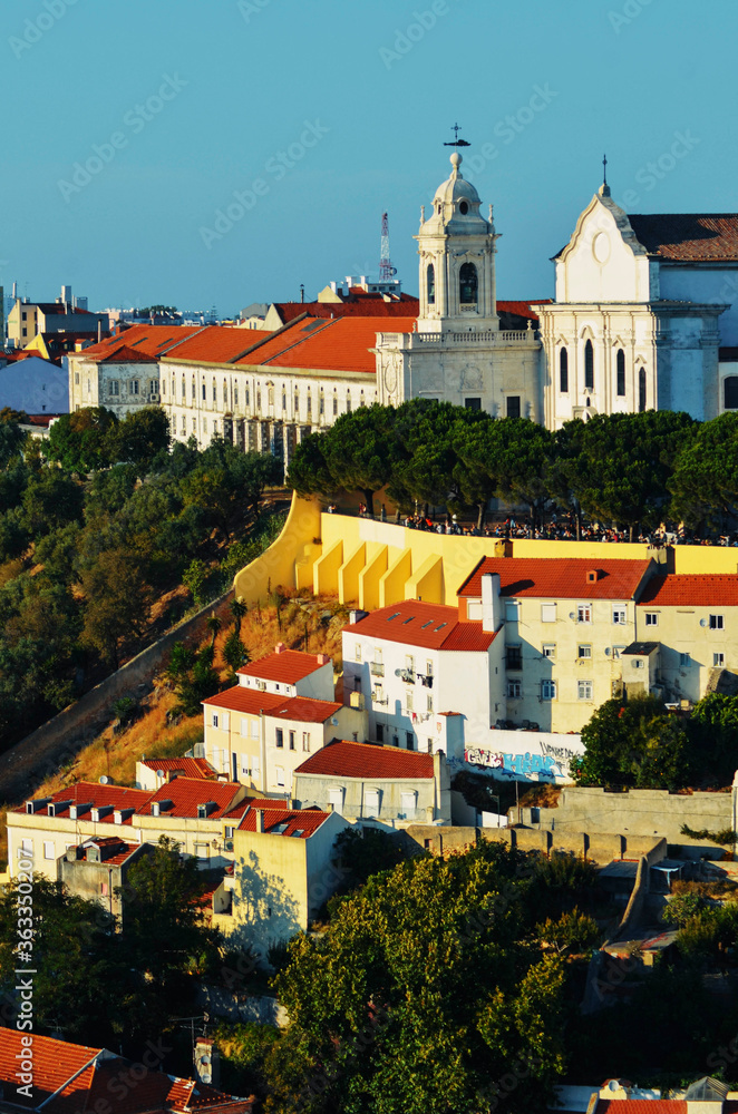 A beautiful view of Lisbon city and your buildings at Portugal.