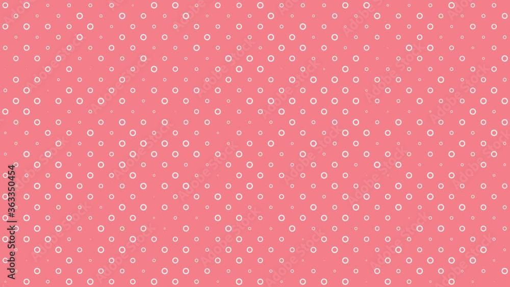 White circles on red background are changed size with top view motion White circles on red background are changed size with top view motion