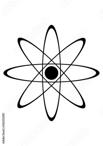 Graphic symbol of the atomic nucleus vector image. The science. Nuclear physics. Chernobyl disaster. Accident in Fokushima. Template for text. Poster. Pattern. Booklet. Radioactive contamination.