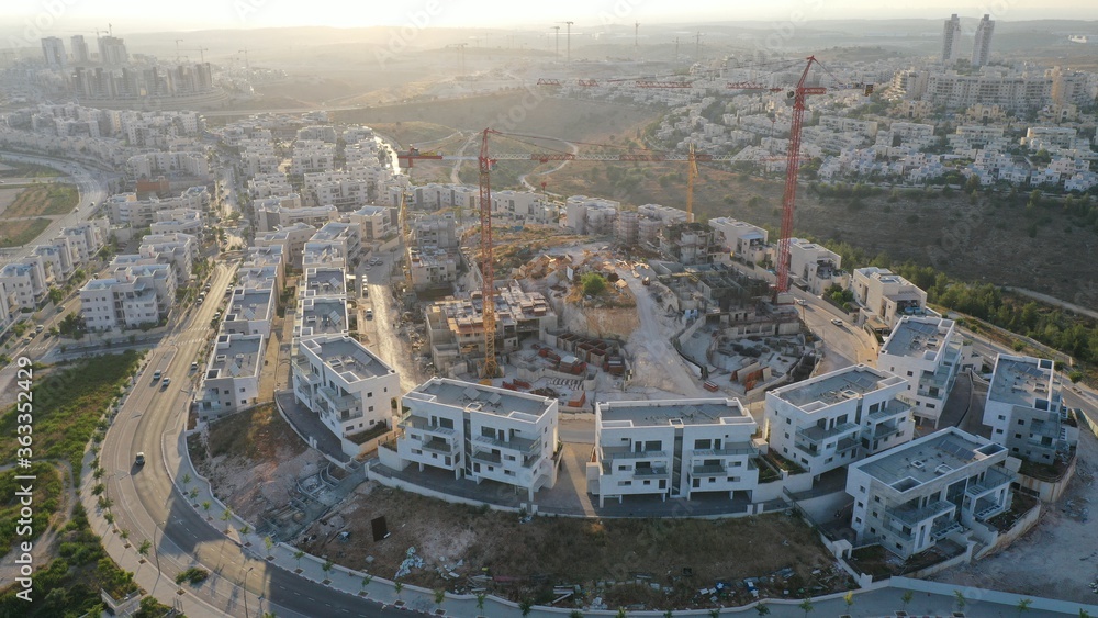 Modiin City Construction Site and Cranes, Aerial
Drone,Summer, JUly, Israel