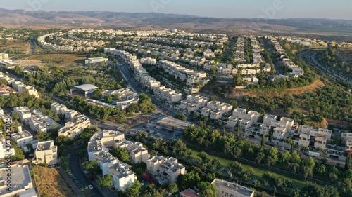 Modiin City Landscape at sunset, aerial view..israel Drone,aerial,summer,july,2020