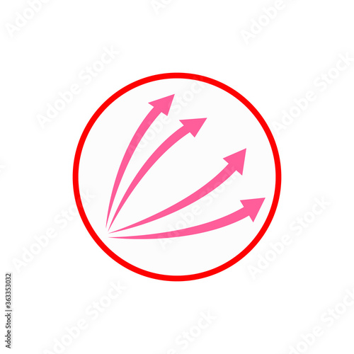 rising red arrows in a circle vector illustration 