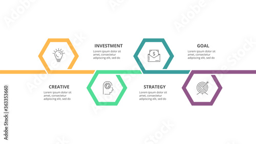 Modern infographic design template. Vector illustration. Abstract diagrams with 4 steps, options, parts or processes.