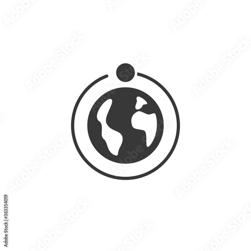 Moon rotation around the Earth. First quarter phase. Icon. Weather vector illustration