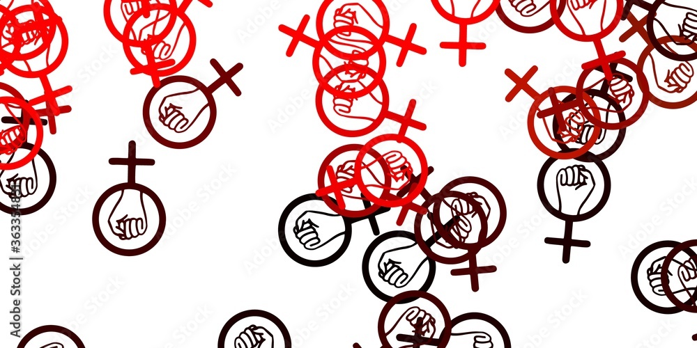 Light Red, Yellow vector background with woman symbols. Light Red, Yellow vector background with woman symbols.