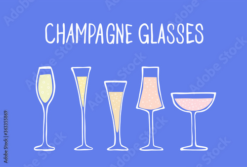 Champagne glasses vector set