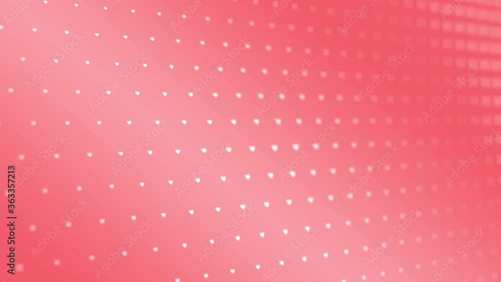 White hearts on pink background are changing size with perspective motion White hearts on pink background are changing size with perspective motion