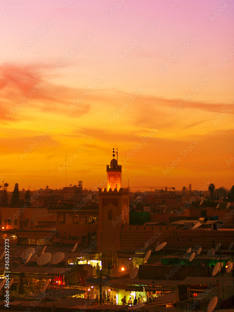 marrakesh center at sunset