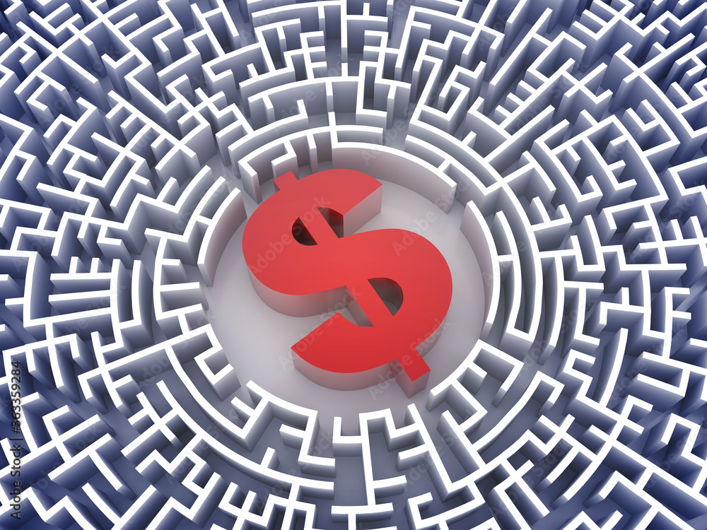 Currency maze, challenge and forex metaphors; original 3d rendering Currency maze, challenge and forex metaphors; original 3d rendering