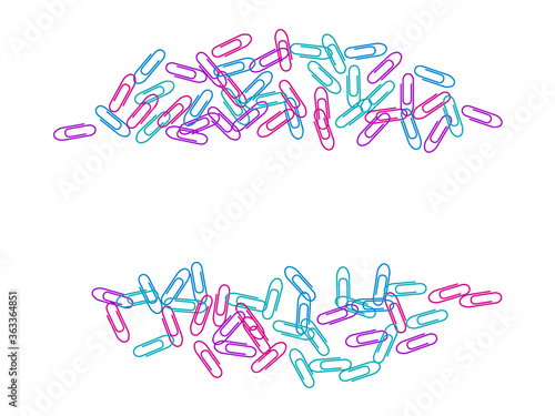 Stationary paperclips isolated on white background