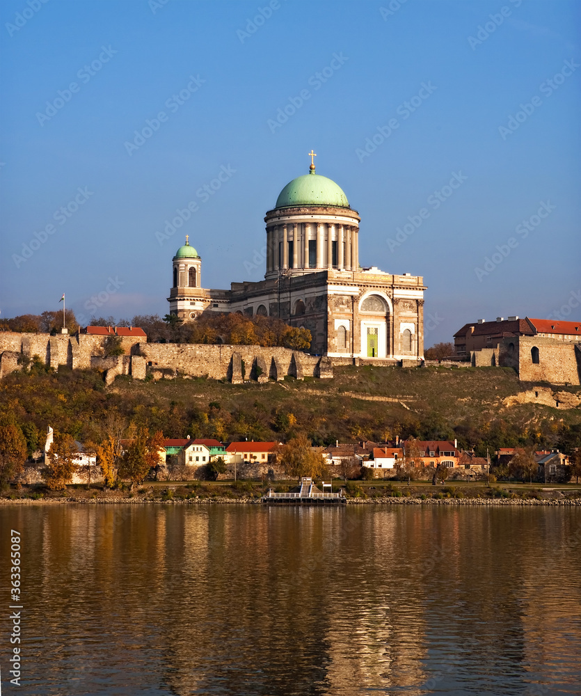 esztergom basilica from the danube river, hungary