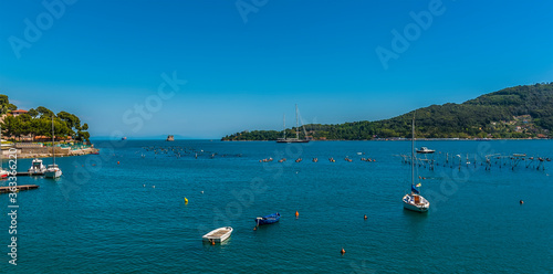 A view across the bay at Porto Venere, Italy in the summertime