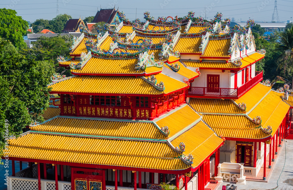 Detail of Phra Thinang Wehart Chamrun in Bang Pa-In Royal Palace or the Summer Palace in Ayutthaya Province, Thailand Detail of Phra Thinang Wehart Chamrun in Bang Pa-In Royal Palace or the Summer Palace in Ayutthaya Province, Thailand