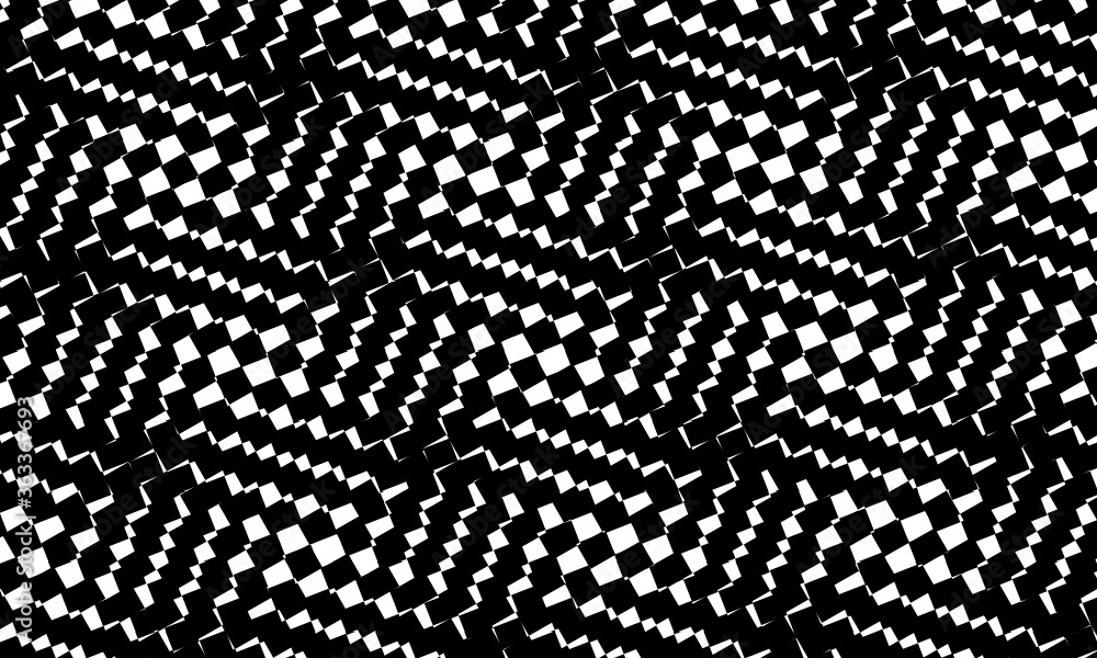 fondo blanco y negro con motivos psycodélicos.