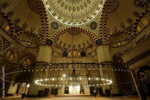 Panorama of the beautiful Sehzade Mosque, also known as Prince's mosque, is seen the old city of Istanbul, Turkey.