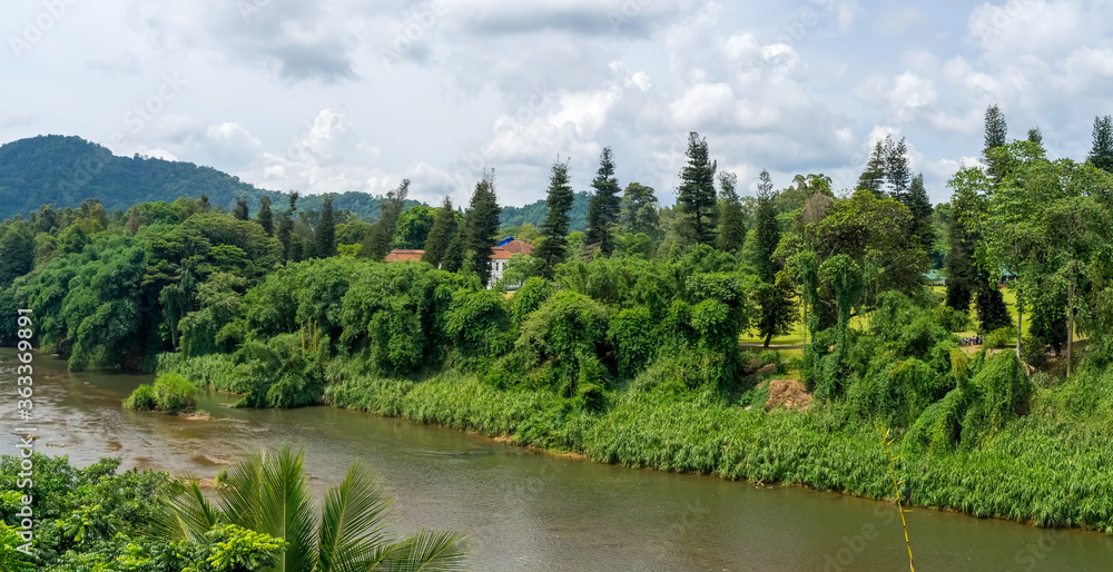 Tropical landscape with river and forest, Kandy, Sri Lanka