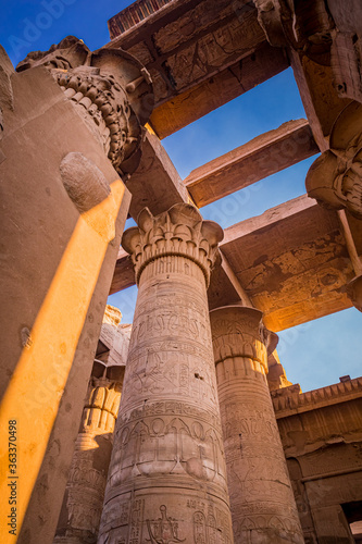 Large columns stand erect at Kom Ombo temple near Cairo photo