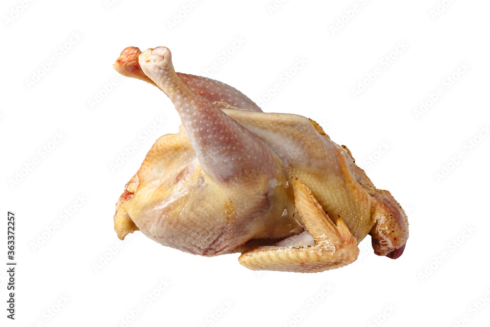Raw butchered chicken for cooking on a white background. Isolated. Raw butchered chicken for cooking on a white background. Isolated.